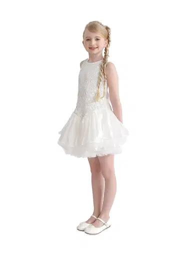 Tulleen Little Girl's & Girl's Floral Tulle Dress - White | Thumbnail 4 Tulleen Little Girl's & Girl's Floral Tulle Dress - White | Thumbnail 4