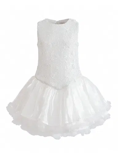 Tulleen Little Girl's & Girl's Floral Tulle Dress - White | Thumbnail 1 Tulleen Little Girl's & Girl's Floral Tulle Dress - White | Thumbnail 1