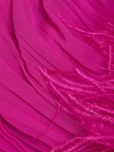 Bronx and Banco Women's Geisha Feather-Trim Chiffon Gown - Pink | Thumbnail 7 Bronx and Banco Women's Geisha Feather-Trim Chiffon Gown - Pink | Thumbnail 7