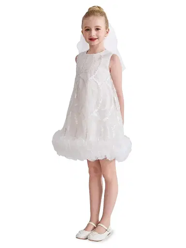Tulleen Little Girl's & Girl's Fiora Dress - White | Thumbnail 4 Tulleen Little Girl's & Girl's Fiora Dress - White | Thumbnail 4