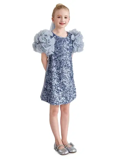 Tulleen Little Girl's & Girl's Seliora Dress - Blue | Thumbnail 4 Tulleen Little Girl's & Girl's Seliora Dress - Blue | Thumbnail 4
