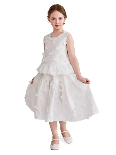 Tulleen Little Girl's & Girl's Quilted Skirt Set - White | Thumbnail 6 Tulleen Little Girl's & Girl's Quilted Skirt Set - White | Thumbnail 6