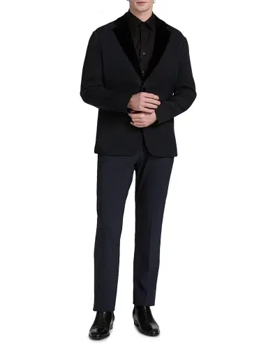 Giorgio Armani Men's Houndstooth Velvet Blazer - Night Sky | Thumbnail 2 Giorgio Armani Men's Houndstooth Velvet Blazer - Night Sky | Thumbnail 2