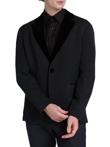 Giorgio Armani Men's Houndstooth Velvet Blazer - Night Sky | Thumbnail 3 Giorgio Armani Men's Houndstooth Velvet Blazer - Night Sky | Thumbnail 3