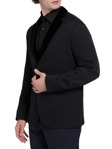 Giorgio Armani Men's Houndstooth Velvet Blazer - Night Sky | Thumbnail 4 Giorgio Armani Men's Houndstooth Velvet Blazer - Night Sky | Thumbnail 4