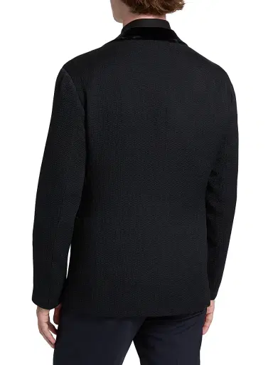 Giorgio Armani Men's Houndstooth Velvet Blazer - Night Sky | Thumbnail 5 Giorgio Armani Men's Houndstooth Velvet Blazer - Night Sky | Thumbnail 5