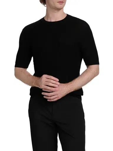 Emporio Armani Men's Chain Stitch Wool T-Shirt - Black - Size XXL | Thumbnail 3 Emporio Armani Men's Chain Stitch Wool T-Shirt - Black - Size XXL | Thumbnail 3
