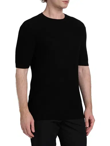 Emporio Armani Men's Chain Stitch Wool T-Shirt - Black - Size XXL | Thumbnail 4 Emporio Armani Men's Chain Stitch Wool T-Shirt - Black - Size XXL | Thumbnail 4
