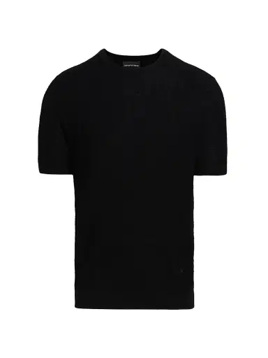 Emporio Armani Men's Chain Stitch Wool T-Shirt - Black - Size XXL | Thumbnail 1 Emporio Armani Men's Chain Stitch Wool T-Shirt - Black - Size XXL | Thumbnail 1