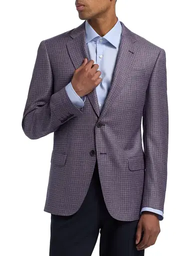 Emporio Armani Men's Box Plaid Wool Sport Coat - Purple | Thumbnail 3 Emporio Armani Men's Box Plaid Wool Sport Coat - Purple | Thumbnail 3