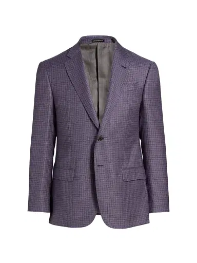 Emporio Armani Men's Box Plaid Wool Sport Coat - Purple | Thumbnail 1 Emporio Armani Men's Box Plaid Wool Sport Coat - Purple | Thumbnail 1