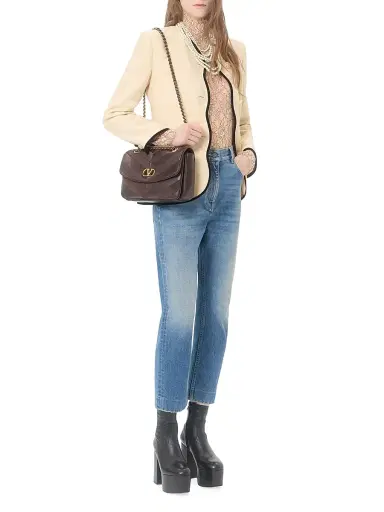 Valentino Garavani Women's Jacket in Silk Linen Canvas - Latte | Thumbnail 2 Valentino Garavani Women's Jacket in Silk Linen Canvas - Latte | Thumbnail 2