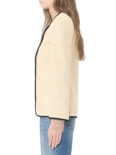 Valentino Garavani Women's Jacket in Silk Linen Canvas - Latte | Thumbnail 4 Valentino Garavani Women's Jacket in Silk Linen Canvas - Latte | Thumbnail 4