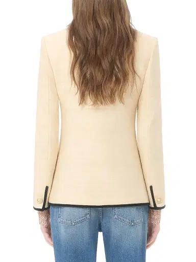 Valentino Garavani Women's Jacket in Silk Linen Canvas - Latte | Thumbnail 5 Valentino Garavani Women's Jacket in Silk Linen Canvas - Latte | Thumbnail 5