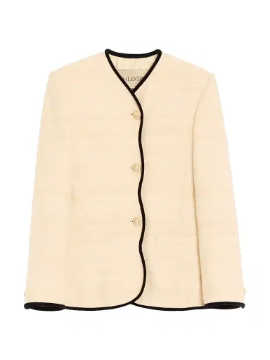 Valentino Garavani Women's Jacket in Silk Linen Canvas - Latte | Thumbnail 1 Valentino Garavani Women's Jacket in Silk Linen Canvas - Latte | Thumbnail 1