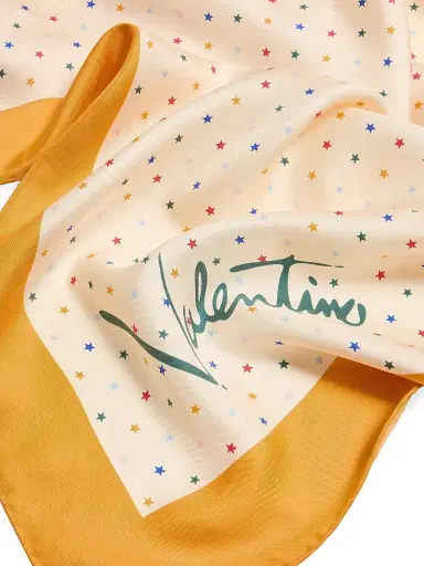 Valentino Garavani Women's Starry Silk Scarf - Vanilla Orange | Thumbnail 3 Valentino Garavani Women's Starry Silk Scarf - Vanilla Orange | Thumbnail 3