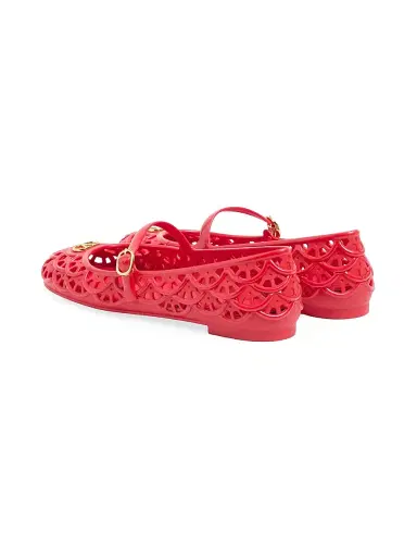 Valentino Garavani Women's Ondette Rubber 5MM Ballerinas with Scallop Pattern - Coral | Thumbnail 3 Valentino Garavani Women's Ondette Rubber 5MM Ballerinas with Scallop Pattern - Coral | Thumbnail 3