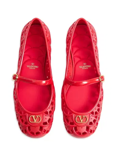 Valentino Garavani Women's Ondette Rubber 5MM Ballerinas with Scallop Pattern - Coral | Thumbnail 4 Valentino Garavani Women's Ondette Rubber 5MM Ballerinas with Scallop Pattern - Coral | Thumbnail 4