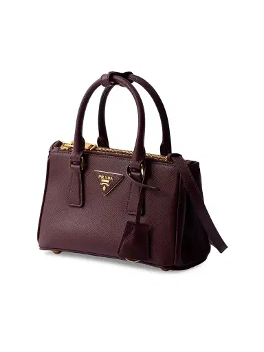 Prada Women's Galleria Saffiano Leather Mini Top Handle Bag - Dark Red | Thumbnail 2 Prada Women's Galleria Saffiano Leather Mini Top Handle Bag - Dark Red | Thumbnail 2