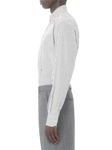 Valentino Garavani Men's Cotton Poplin Shirt with Striped VLogo Embroidery - Ivory Green - Size 16 | Thumbnail 4 Valentino Garavani Men's Cotton Poplin Shirt with Striped VLogo Embroidery - Ivory Green - Size 16 | Thumbnail 4