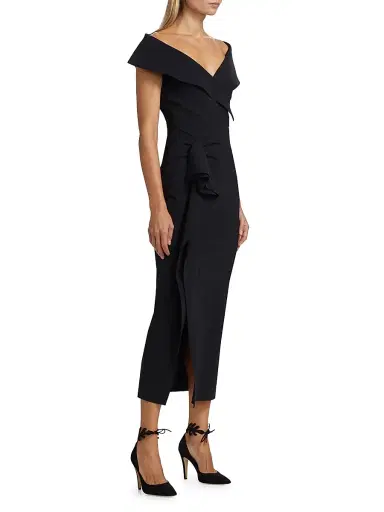Chiara Boni La Petite Robe Women's Norshana Portrait-Neck Cocktail Dress - Black - Size 8 | Thumbnail 4 Chiara Boni La Petite Robe Women's Norshana Portrait-Neck Cocktail Dress - Black - Size 8 | Thumbnail 4