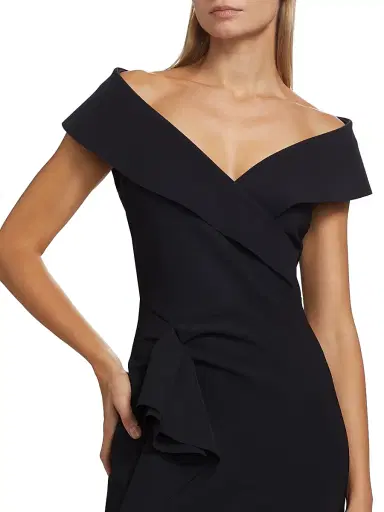 Chiara Boni La Petite Robe Women's Norshana Portrait-Neck Cocktail Dress - Black - Size 8 | Thumbnail 6 Chiara Boni La Petite Robe Women's Norshana Portrait-Neck Cocktail Dress - Black - Size 8 | Thumbnail 6