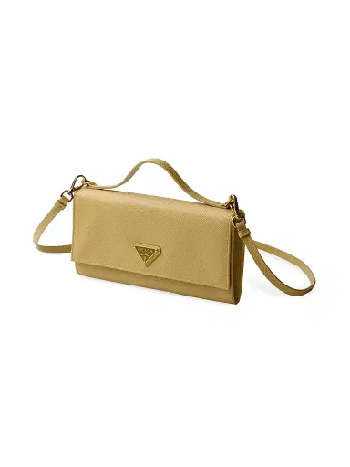 Prada Women's Saffiano Leather Wallet with Shoulder Strap - Yellow | Thumbnail 2 Prada Women's Saffiano Leather Wallet with Shoulder Strap - Yellow | Thumbnail 2