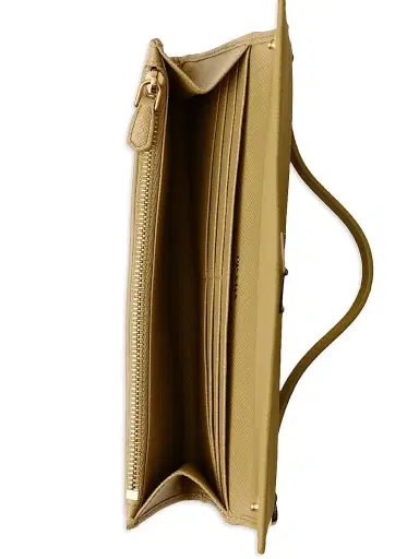 Prada Women's Saffiano Leather Wallet with Shoulder Strap - Yellow | Thumbnail 4 Prada Women's Saffiano Leather Wallet with Shoulder Strap - Yellow | Thumbnail 4
