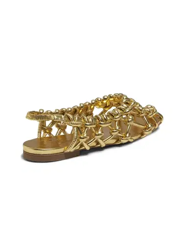 Odissì Women's Viviane Metallic Knot Woven Slingback Flat Sandals - Gold - Size 6 | Thumbnail 3 Odissì Women's Viviane Metallic Knot Woven Slingback Flat Sandals - Gold - Size 6 | Thumbnail 3