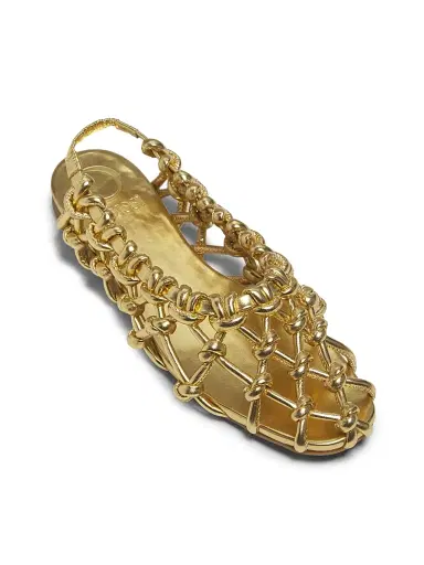 Odissì Women's Viviane Metallic Knot Woven Slingback Flat Sandals - Gold - Size 6 | Thumbnail 4 Odissì Women's Viviane Metallic Knot Woven Slingback Flat Sandals - Gold - Size 6 | Thumbnail 4