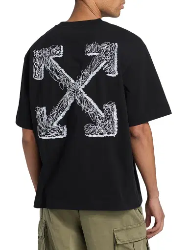 Off-White Men's Scribble Arr Skate Logo Cotton T-Shirt - Black White | Thumbnail 5 Off-White Men's Scribble Arr Skate Logo Cotton T-Shirt - Black White | Thumbnail 5