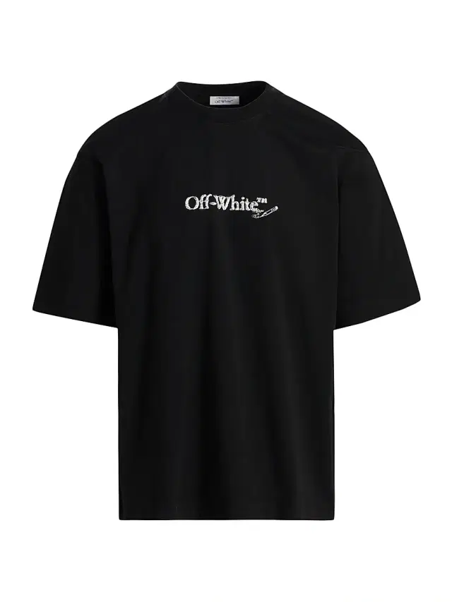 Men's Scribble Arr Skate Logo Cotton T-Shirt - Black White Men's Scribble Arr Skate Logo Cotton T-Shirt - Black White