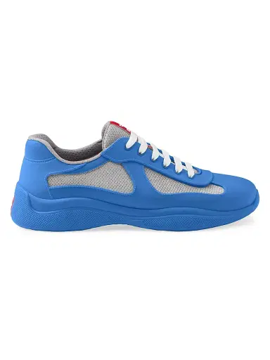 Prada Men's America's Cup Soft Rubber and Bike Fabric Sneakers - Blue | Thumbnail 1 Prada Men's America's Cup Soft Rubber and Bike Fabric Sneakers - Blue | Thumbnail 1