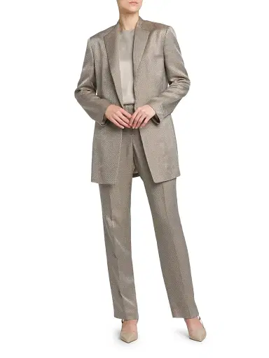 Giorgio Armani Women's Micro Jacquard Elasticized Trousers - Mirage Gray - Size 2 | Thumbnail 2 Giorgio Armani Women's Micro Jacquard Elasticized Trousers - Mirage Gray - Size 2 | Thumbnail 2