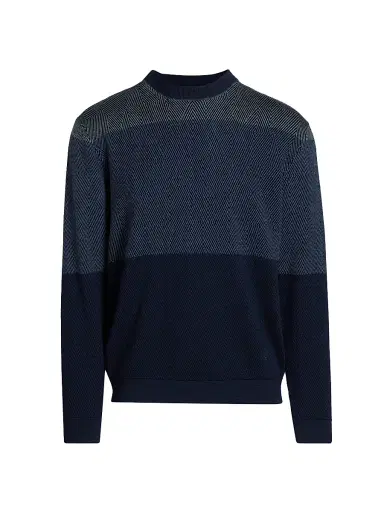 Emporio Armani Men's Geometric Pattern Sweater - Blue | Thumbnail 1 Emporio Armani Men's Geometric Pattern Sweater - Blue | Thumbnail 1