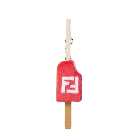 Bag charm made of red mink with white FF inlay Bag charm made of red mink with white FF inlay