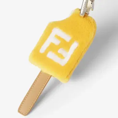 Fendi Bag charm made of yellow mink with white FF inlay | Thumbnail 3 Fendi Bag charm made of yellow mink with white FF inlay | Thumbnail 3