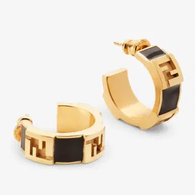 Fendi Small stud hoop earrings with embossed FF motif | Thumbnail 2 Fendi Small stud hoop earrings with embossed FF motif | Thumbnail 2