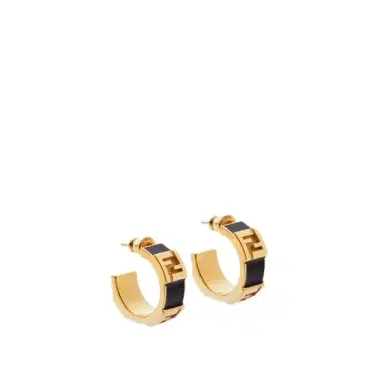 Fendi Small stud hoop earrings with embossed FF motif | Thumbnail 1 Fendi Small stud hoop earrings with embossed FF motif | Thumbnail 1