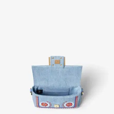 Fendi Iconic mini Baguette® bag made of organic cotton denim in | Thumbnail 4 Fendi Iconic mini Baguette® bag made of organic cotton denim in | Thumbnail 4