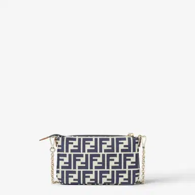 Fendi Baguette pouch made of beige and blue FF jacquard | Thumbnail 4 Fendi Baguette pouch made of beige and blue FF jacquard | Thumbnail 4