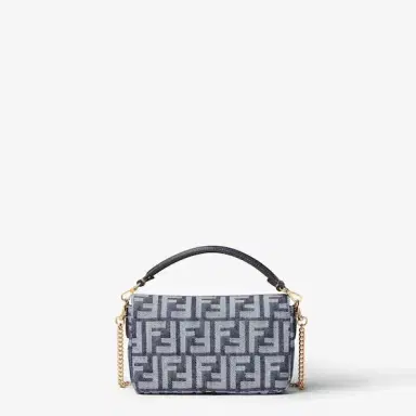 Fendi Iconic mini Baguette® bag made of dark blue denim-effect FF | Thumbnail 3 Fendi Iconic mini Baguette® bag made of dark blue denim-effect FF | Thumbnail 3