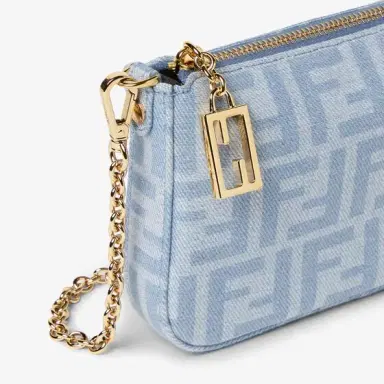 Fendi Tube Pouch made of FF denim in organic cotton with a light | Thumbnail 6 Fendi Tube Pouch made of FF denim in organic cotton with a light | Thumbnail 6