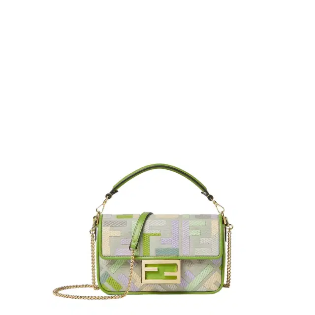 Iconic mini Baguette® bag, made from green canvas with Iconic mini Baguette® bag, made from green canvas with