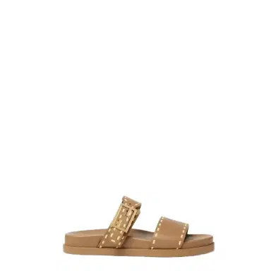 Fendi Double-band flat slides with FF Baguette decorative buckle | Thumbnail 1 Fendi Double-band flat slides with FF Baguette decorative buckle | Thumbnail 1