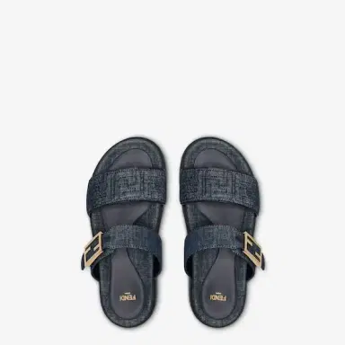 Fendi Double-band flat slides with FF Tube decorative buckle | Thumbnail 4 Fendi Double-band flat slides with FF Tube decorative buckle | Thumbnail 4
