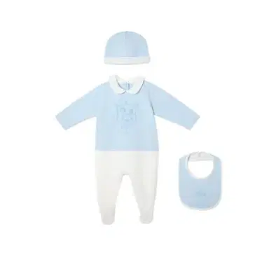 Fendi Light blue jersey baby set with white trousers | Thumbnail 1 Fendi Light blue jersey baby set with white trousers | Thumbnail 1