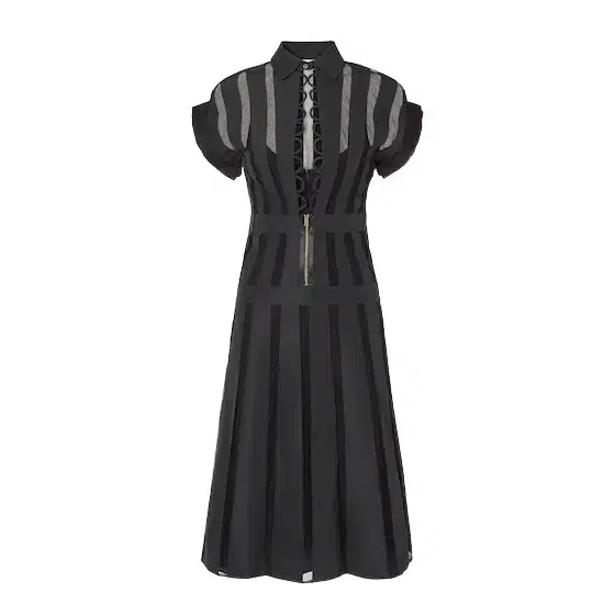 Midi shirt dress with short cocoon sleeves, classic collar Midi shirt dress with short cocoon sleeves, classic collar