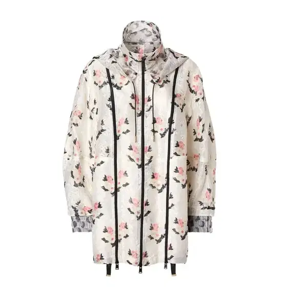Parka jacket with high collar and drawstring hood Parka jacket with high collar and drawstring hood