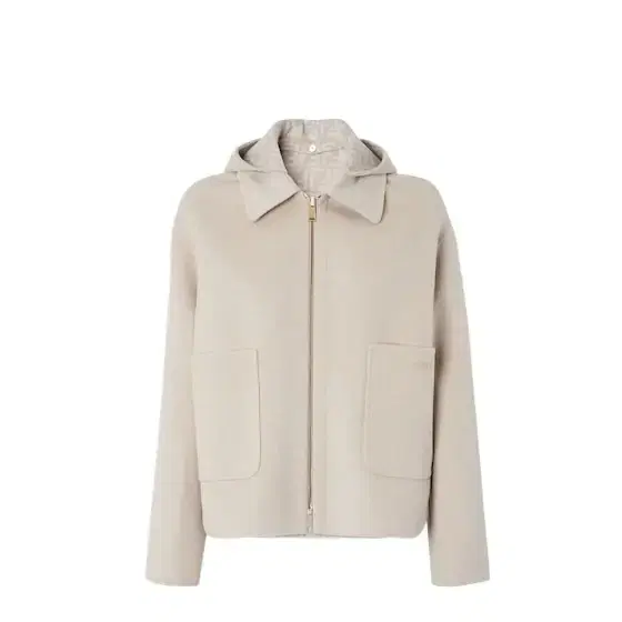 Reversible short jacket with hood and wide, low-set sleeves Reversible short jacket with hood and wide, low-set sleeves